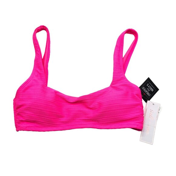 Salt + Cove Womens Pink Ribbed Bikini Swim Top Size S - Picture 2 of 6